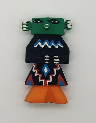Hopi Route 66 Kachina Doll ~Vintage Native American/Indian Handmade Green Black • $15.75