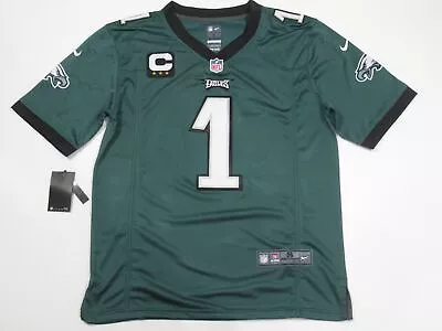 $69.99 • Buy Jalen Hurts #1 Philadelphia Eagles 3 Star Captains Patch 2023-24 Jersey Green