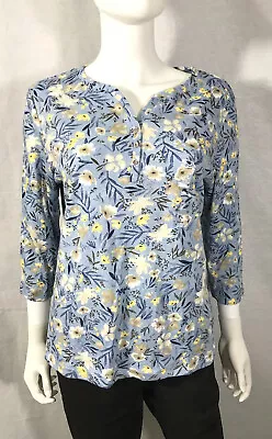 Karen Scott 3/4 Sleeve Blue Heather FLORAL TOP Size PL NWT • $24.95