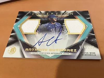 2023 Bowman Inception Anthony Gutierrez IADR-AG Auto Dual Relic #/100 Rangers • $25