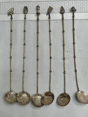 Vintage Japanese Sterling Silver Long Stirring Spoon Set - Themed • $69.99