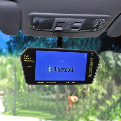 7 Inch LCD Color USB MP5 FM SD Car Rear View Bluetooth Mirror Monitor HD 800*480 • £63.47