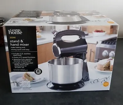 George Home Stand & Hand Mixer 350W Black With 2.2L Stainless Steel Bowl • £25