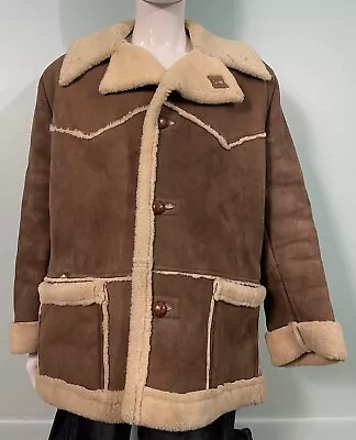 Vintage Marlboro Man Jacket Shearling Leather Sheepskin Coat • $120