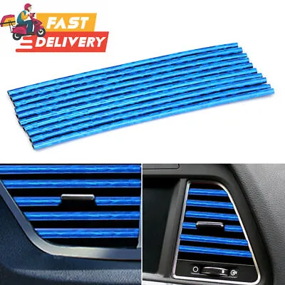 10x Car Auto Accessories Air Conditioner Air Outlet Decoration Strip Cover Blue • £2.55