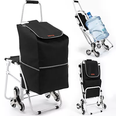 £35.99 • Buy VEVOR Shopping Trolley Cart 50L Foldable Stair Climbing  Cart W/ Bag & 6 Wheels