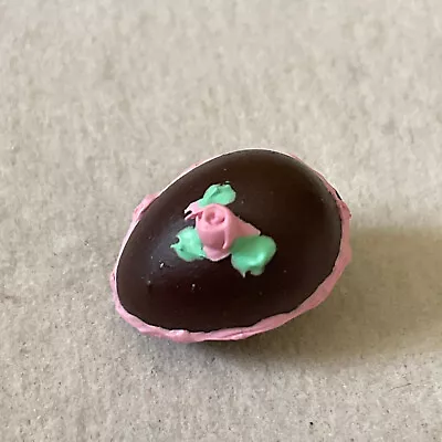 Vintage Dollhouse Miniature See's Chocolate Easter Egg Decorated With Pink Rose • $12