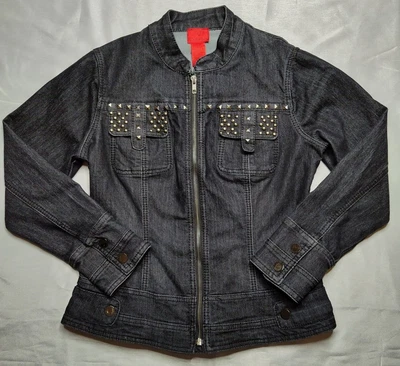 $18.99 • Buy V Cristina Women's Size Small Embellished Dark Wash Stretch Denim Jean Jacket