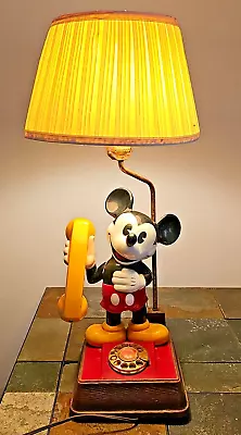 Vintage The Mickey Mouse Telephone  Lamp Rotary Dial Tested / WORKS! 30  Tall • $124.89