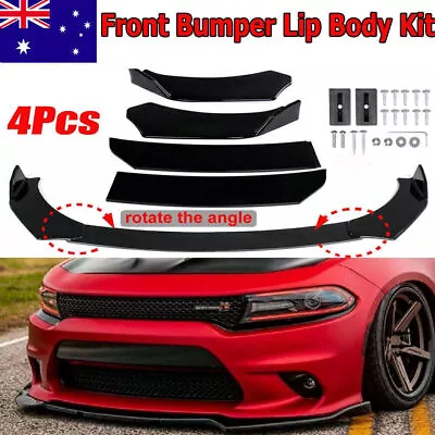 Universal Car Front Bumper Chin Lip Spoiler Splitter Body Protector Gloss Black • $37.45