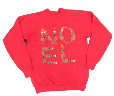 Vintage Screen Stars Santa's Reindeer Noel Spell Out Crewneck Sweatshirt XL Flaw • $12.99