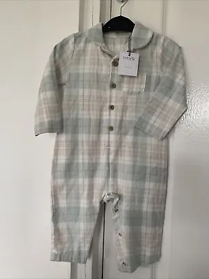 BNWT Tu Baby Tartan Pastel  Sleepsuit All In One Pj's 6-9 Months Autumn /winter • £4.99