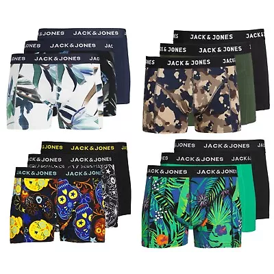 Mens Boxers 3 Pack Jack Jones Cotton Stretch Underwear Comfy Short Trunks S-2XL • £10.99