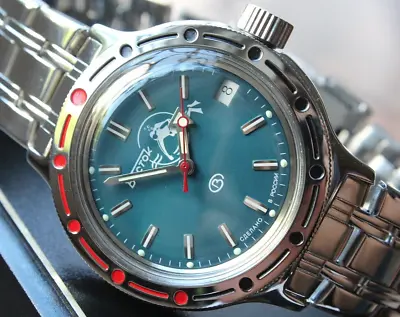 Vostok Amphibian Diver Mechanical Auto Winding Wrist Watch Scuba Dude 420059 • $104.99