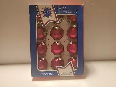 Vintage Coby 2 Inch Pink Glass Christmas Ornaments Box Of 12 Made In USA • $21.24