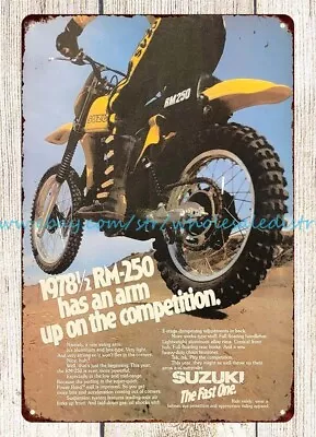 1978 RM250 Motocross Motorcycle Metal Tin Sign Cafe Pub Rustic Wall Art • $18.96