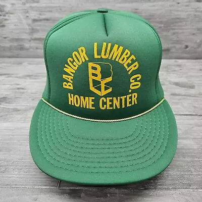 Vintage Bangor Lumber Co. Home Center Bangor PA Snapback Foam Trucker Hat Green • $11.99