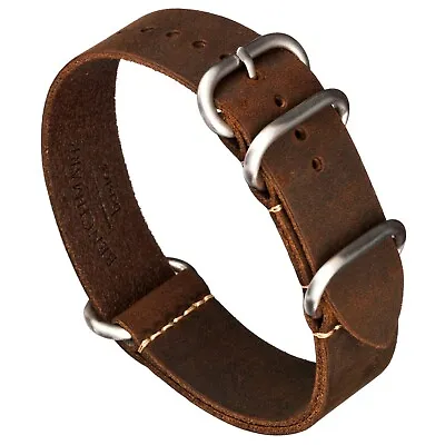 Crazy Horse Leather One Piece Watch Band - Dark Brown - 18 20 22 Or 24mm • $19.95