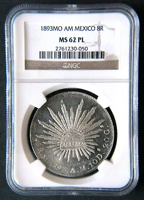 1893 MO AM Mexico 8 Reales NGC MS62 PL Proof Like Silver Coin • $889.89