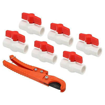 20mm ID Ball Valve 6 Pack PVC Socket Type Shut-off Valve With Pipe Cutter • $24.43