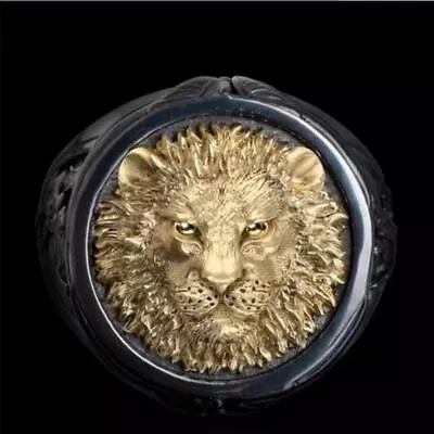 Mens Gold Alloy Lion Head Of Judah Ring Men Size 6-13 • $4.99