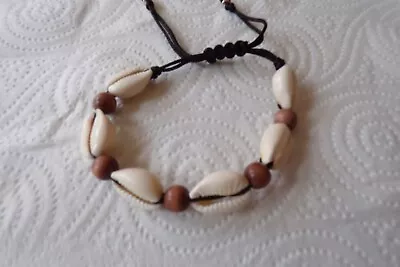 Natural Cowrie Shell &  Wood Bead Boho Style Bracelet-casual/beach Wear • £4.59