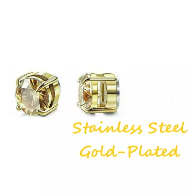 Gold Plated Magnetic Stud Earrings For Womens Mens Non-Piercing Clip On • $3.99