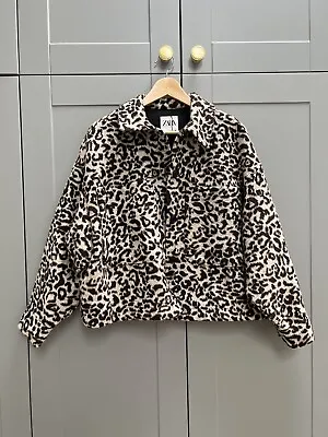 $48.79 • Buy ZARA Animal Print Leopard Oversized Short Coat Jacket Shacket M