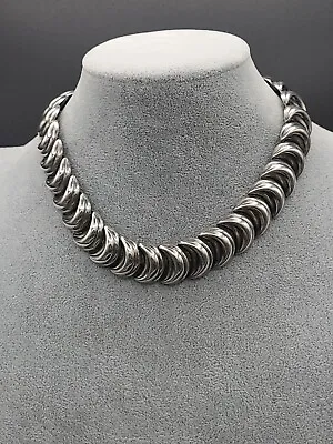 Vintage Napier Heavy Sterling Silver Plated Choker Necklace 16  • $48.68