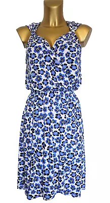 M & S Beachwear  Summer Dress Cover Up Size 10 Blue / White Floral Marks Spencer • £9.99