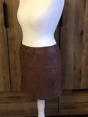 New M&s Leather Skirt Size 12 Tan Colour Short • £20