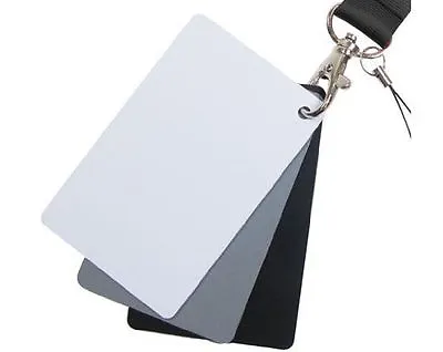 £4.99 • Buy 3 In 1 Digital 18% Grey/White/Black Card Set Exposure Balance Strap UK Seller