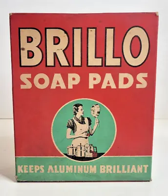 Vintage 1930's Brillo Soap Pad Full Un-Opened Box Kitchen Prop Advertising • $34.99