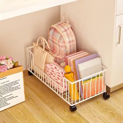 Home Metal Under Desk Storage Organizer Trolley Rack Shelving Unit Slide Out • £12.95