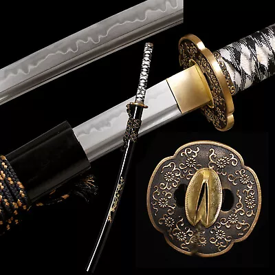 Clay Tempered T10 Steel Japanese Samurai Katana Sword Sharp Blade Real Hamon • $138.88