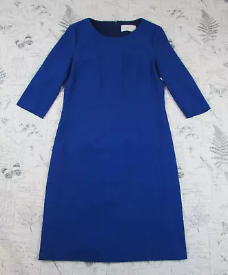 EUC Hugo Boss Women's Hallia Pretty Blue Elbow Sleeve Sheath Dress Size 4 • $24.98