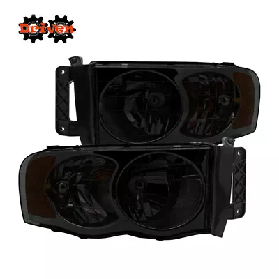 02-05 Dodge Ram 1500 2500 3500 Smoked Tinted Headlights W/Amber Reflector Sport • $114.99