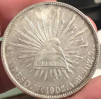 MEXICO KM409.2 1 Peso 1902 MoM Silver Crown Resplandor  • $70