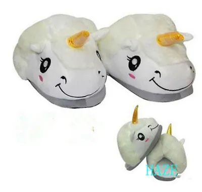 $29.21 • Buy Anime Unicorn Plush Stuffed Slippers White Plush Shoes Soft Warm Slipper New