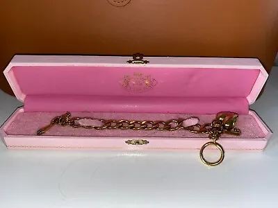 £22 • Buy Juicy Couture Gold Tone Chunky T-Bar Bracelet Heart & J Charms - Boxed 90's