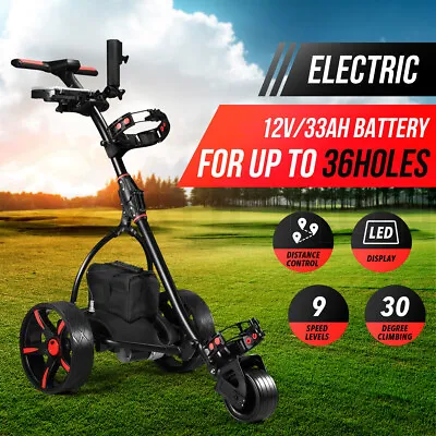 Electric Golf Trolley 3 Wheel Foldable Push Golf Buggy Cart 3 Distance Control • $429.95