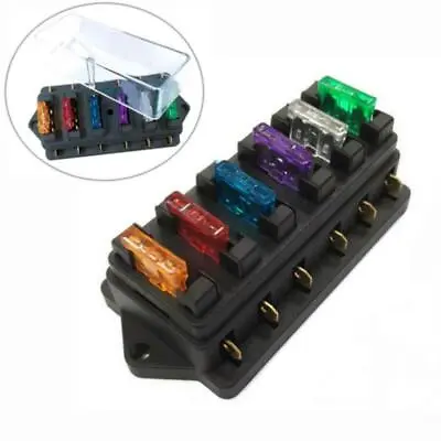 6 Way Circuit Standard ATO Blade Fuse Box DC 12V/24V Car Fuse Block Holder Fu-m- • $6.93