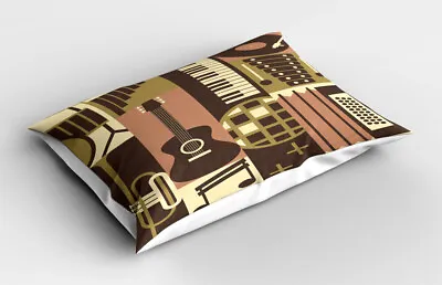 Music Pillow Sham Vintage Instruments Doodle • £14.99