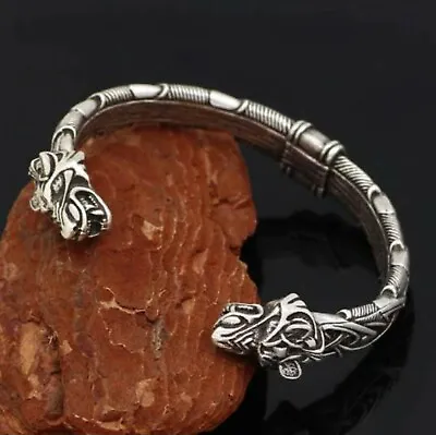 £16.90 • Buy Solid Viking Wolf Norse Celtic Knot Braid Stainless Steel Cuff Bangle Bracelet