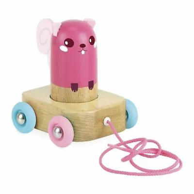 Wooden Pink Squirrel Pull Toy Maracas By Vilac • $35