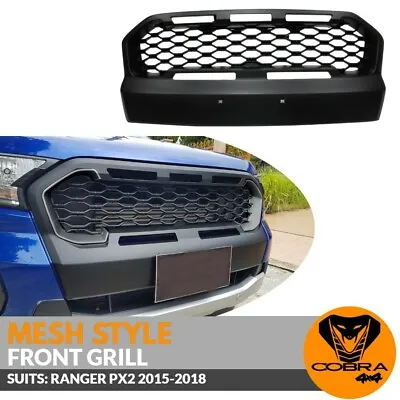 Front Mesh Grill Matte Black Bumper Bar Fits Ford Ranger PX2 2015 2016 2017 2018 • $229