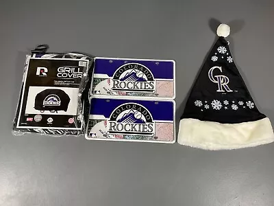 Colorado Rockies Santa Hat Auto Tag Grill Cover MLB Ultimate Fan Gift Lot • $10.42