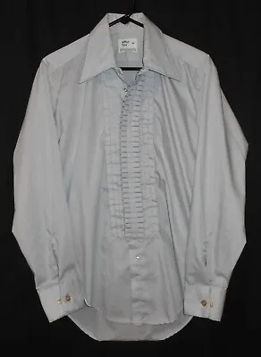 Vintage Tuxedo Shirt After Six Pleat Front Light Gray Formal Dance Wedding Med • $28