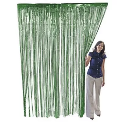 Green Metallic Fringe Door Curtain Party Decor 3' X 8' • $7.99