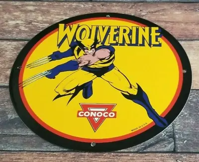 Vintage Wolverine X-men Porcelain Conoco Gasoline Service Station Pump Sign • $109